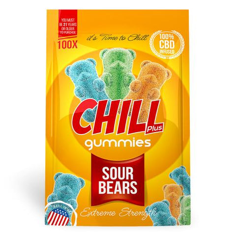 Chill Plus Gummies - CBD Infused Sour Gummy Bears (Box of 12)
