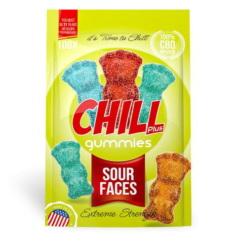 Chill Plus Gummies - CBD Infused Sour Faces (Box of 12)