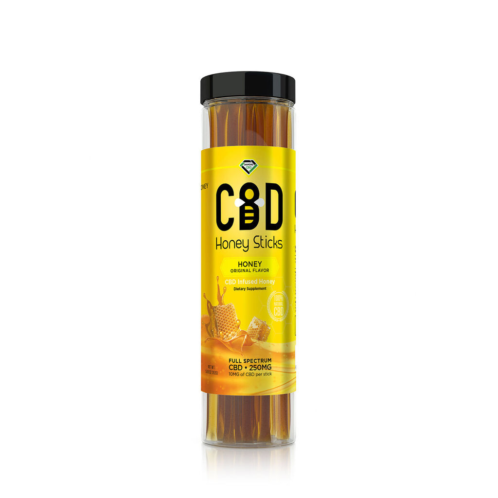 CBD Infused Honey Sticks -  Flavored - 250mg (25 Pack)(12 Flavors)