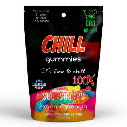CHILL GUMMIES - CBD INFUSED SOUR SNAKES<br> (Box of 12)
